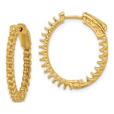 14K Yellow Gold Inside-Out Oval Hoop Earring Mounting
