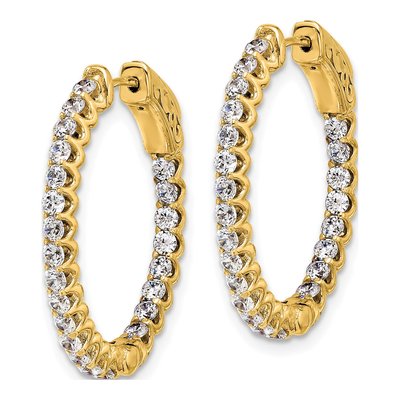 14K Yellow Gold 1.6 ct tw 24mm Diamond Inside-Out Oval Hoop Earrings – view 2