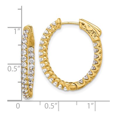 14K Yellow Gold 1.6 ct tw 24mm Diamond Inside-Out Oval Hoop Earrings – view 4