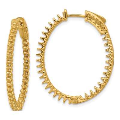 14K Yellow Gold Inside-Out Oval Hoop Earring Mounting