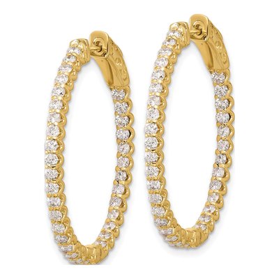 14K Yellow Gold 2.3 ct tw 33mm Diamond Inside-Out Oval Hoop Earrings – view 2