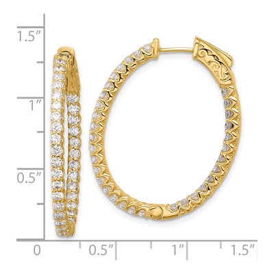 14K Yellow Gold 2.3 ct tw 33mm Diamond Inside-Out Oval Hoop Earrings – view 4