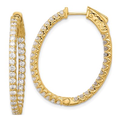 14K Yellow Gold 2.3 ct tw 33mm Diamond Inside-Out Oval Hoop Earrings