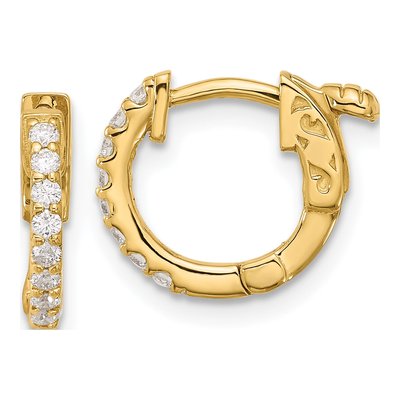 14K Yellow Gold 0.24 ct tw 11mm Diamond Round Hoop Earrings