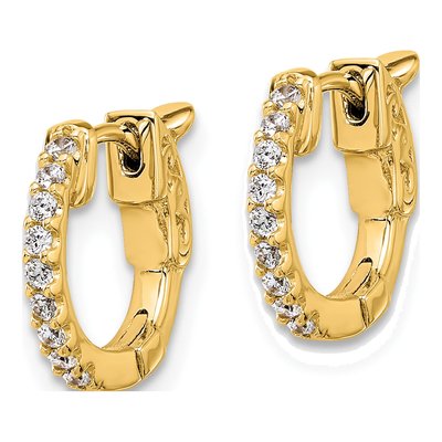 14K Yellow Gold 1/6 ct tw 12mm Diamond Round Hoop Earrings – view 2