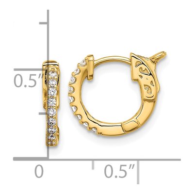 14K Yellow Gold 1/6 ct tw 12mm Diamond Round Hoop Earrings – view 4