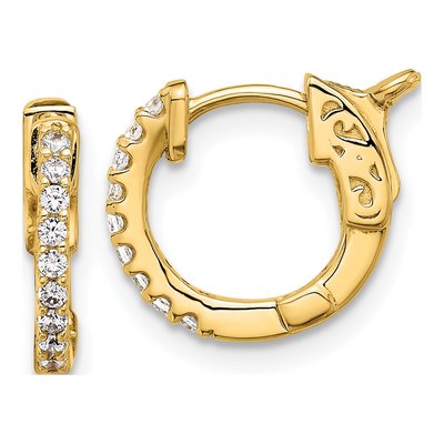 14K Yellow Gold 1/6 ct tw 12mm Diamond Round Hoop Earrings