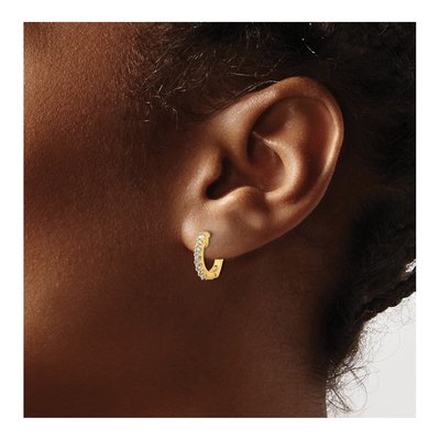 14K Yellow Gold 0.31 ct tw 11mm Diamond Round Hoop Earrings – view 3