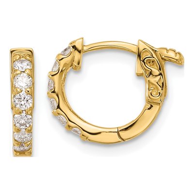 14K Yellow Gold 0.42 ct tw 12mm Diamond Round Hoop Earrings