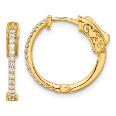 14K Yellow Gold 0.24 ct tw 17mm Diamond Hoop Earrings