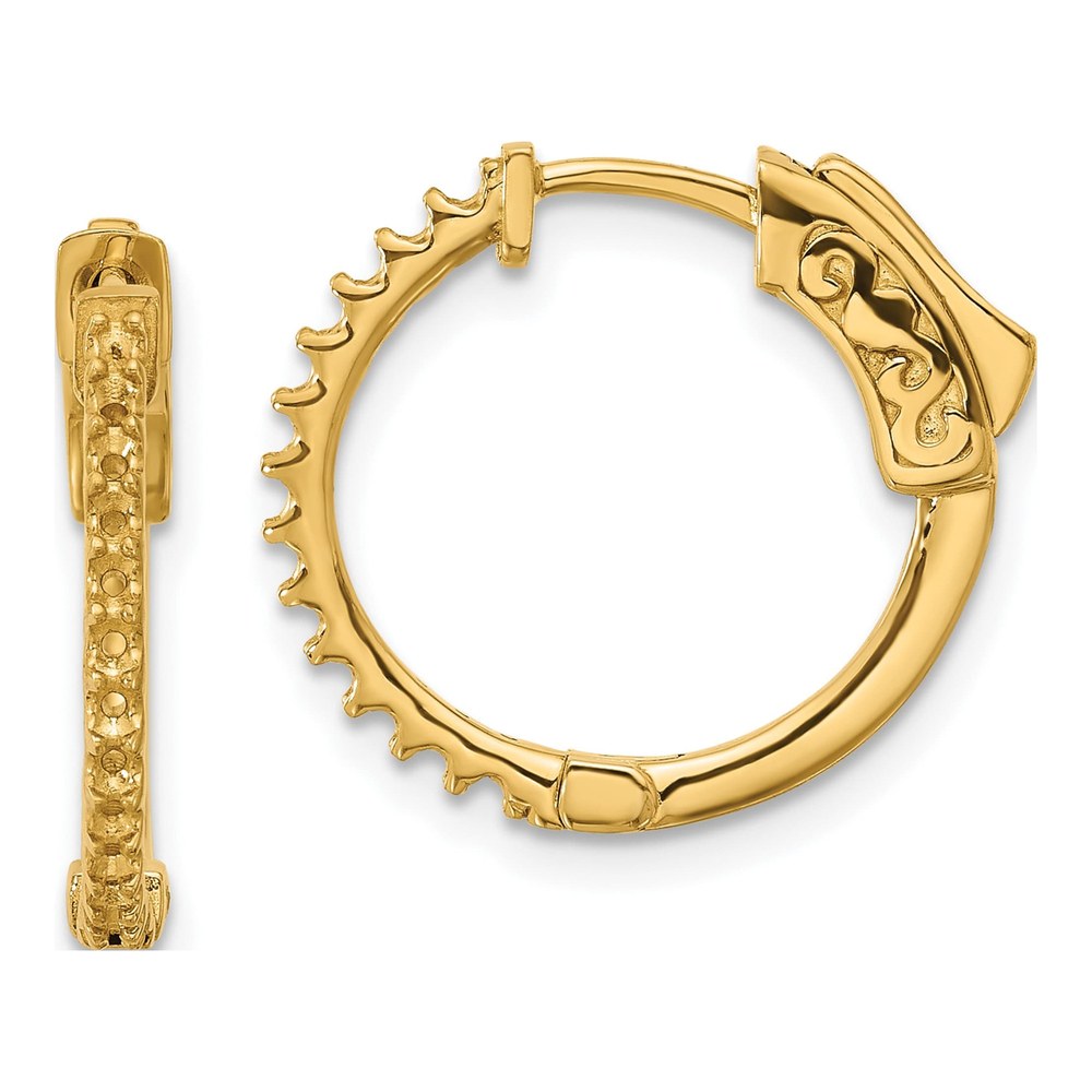 14K Yellow Gold Hoop Earring Mounting, Safety Clasp