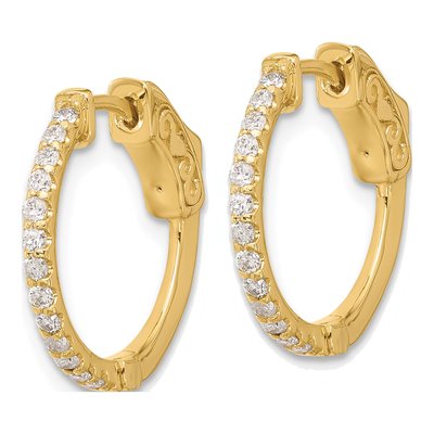 14K Yellow Gold 0.40 ct tw 18mm Diamond Hoop Earrings – view 2