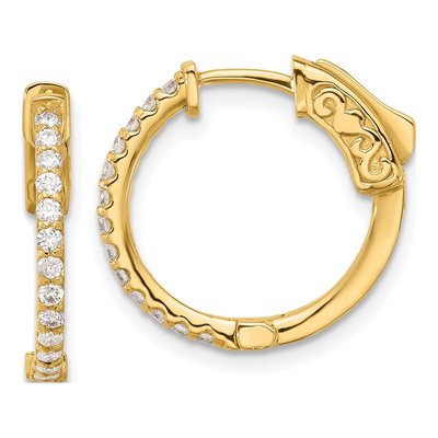 14K Yellow Gold 0.40 ct tw 18mm Diamond Hoop Earrings
