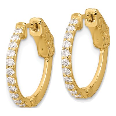 14K Yellow Gold 0.44 ct tw 12mm Diamond Round Hoop Earrings – view 2