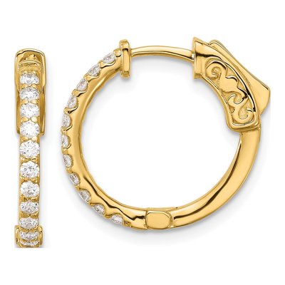 14K Yellow Gold 0.44 ct tw 12mm Diamond Round Hoop Earrings