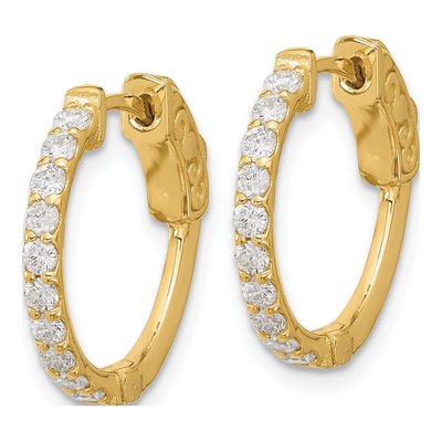 14K Yellow Gold 0.7 ct tw 15mm Diamond Round Hoop Earrings – view 2