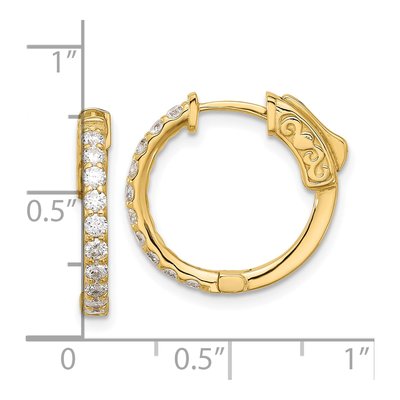 14K Yellow Gold 0.7 ct tw 15mm Diamond Round Hoop Earrings – view 4