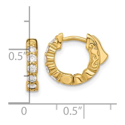 14K Yellow Gold 0.46 ct tw 12mm Diamond Hoop Earrings – view 4