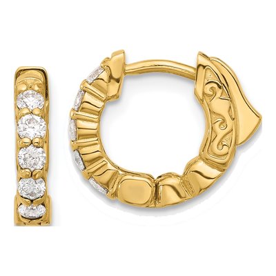 14K Yellow Gold 0.46 ct tw 12mm Diamond Hoop Earrings