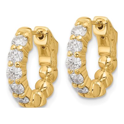 14K Yellow Gold 1 ct tw 15mm Diamond Hoop Earrings – view 2