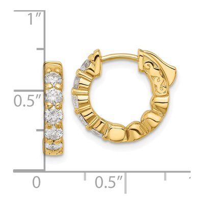 14K Yellow Gold 1 ct tw 15mm Diamond Hoop Earrings – view 4