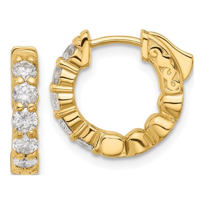 14K Yellow Gold 1 ct tw 15mm Diamond Hoop Earrings