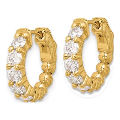 14K Yellow Gold 1.7 ct tw 16mm Diamond Round Hoop Earrings – view 2
