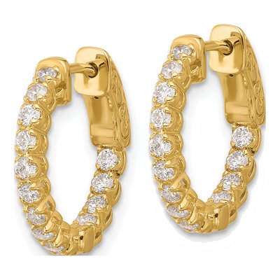 14K Yellow Gold 0.56 ct tw 16mm Diamond Inside-Out Hoop Earrings – view 2