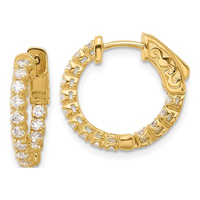 14K Yellow Gold 0.56 ct tw 16mm Diamond Inside-Out Hoop Earrings