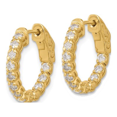 14K Yellow Gold 0.84 ct tw 16mm Diamond Inside-Out Hoop Earrings – view 2