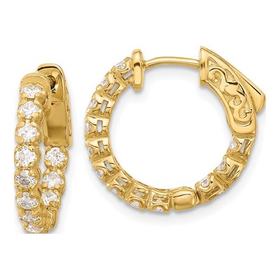 14K Yellow Gold 0.84 ct tw 16mm Diamond Inside-Out Hoop Earrings