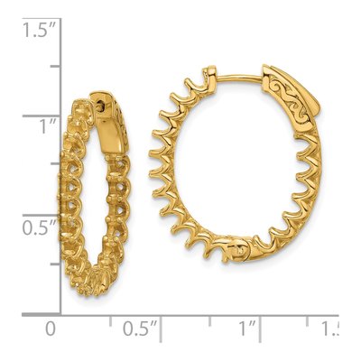 14K Yellow Gold Inside-Out Oval Hoop Earring Mounting – view 2