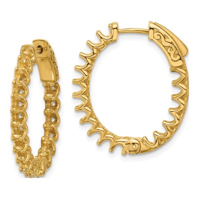 14K Yellow Gold Inside-Out Oval Hoop Earring Mounting