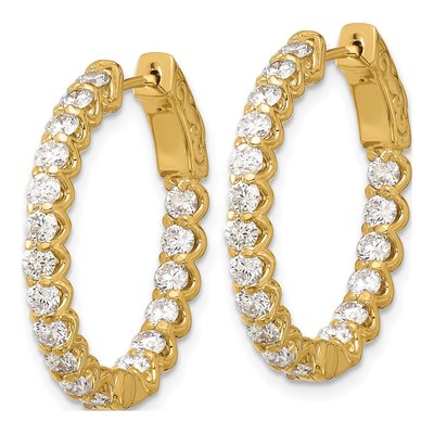 14K Yellow Gold 2.1 ct tw 25mm Diamond Inside-Out Oval Hoop Earrings – view 2