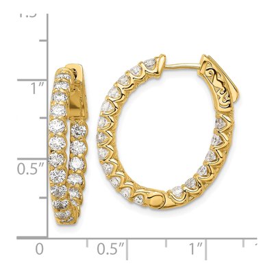 14K Yellow Gold 2.1 ct tw 25mm Diamond Inside-Out Oval Hoop Earrings – view 4