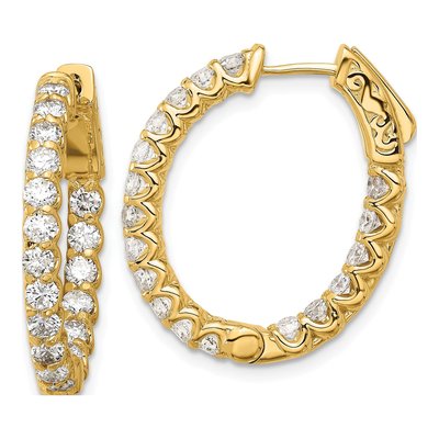 14K Yellow Gold 2.1 ct tw 25mm Diamond Inside-Out Oval Hoop Earrings