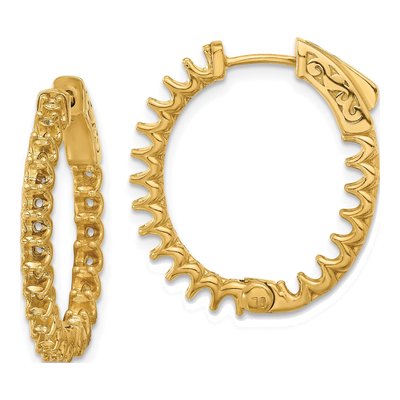 14K Yellow Gold Inside-Out Oval Hoop Earring Mounting