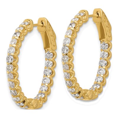 14K Yellow Gold 2 ct tw 24mm Diamond Inside-Out Oval Hoop Earrings – view 2