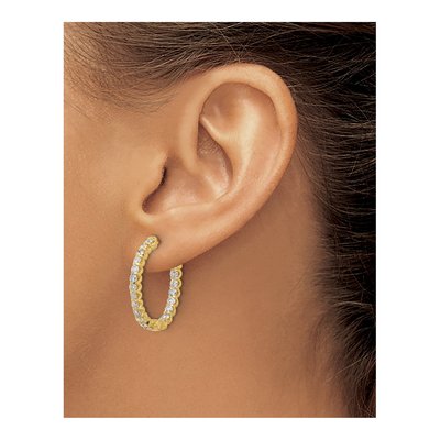 14K Yellow Gold 2 ct tw 24mm Diamond Inside-Out Oval Hoop Earrings – view 3