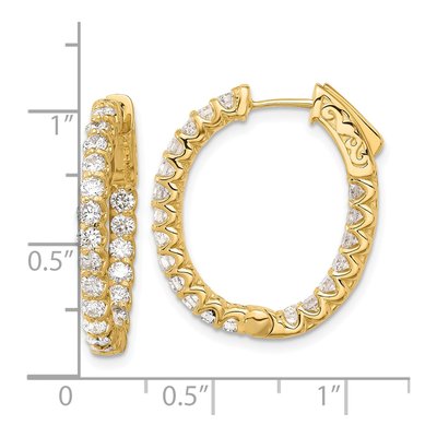 14K Yellow Gold 2 ct tw 24mm Diamond Inside-Out Oval Hoop Earrings – view 4