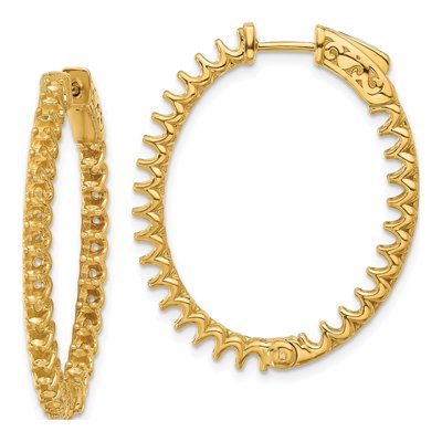 14K Yellow Gold Inside-Out Oval Hoop Earring Mounting