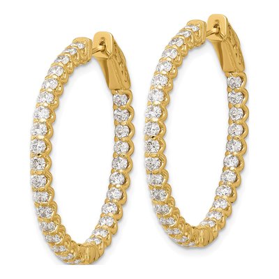 14K Yellow Gold 2.9 ct tw 30mm Diamond Inside-Out Oval Hoop Earrings – view 2