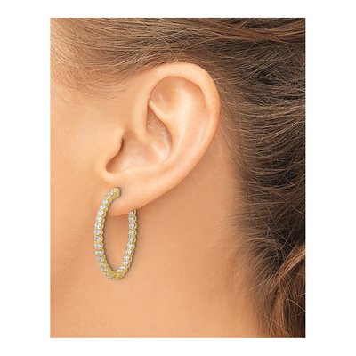 14K Yellow Gold 2.9 ct tw 30mm Diamond Inside-Out Oval Hoop Earrings – view 3