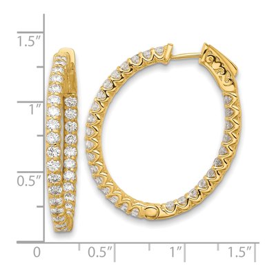 14K Yellow Gold 2.9 ct tw 30mm Diamond Inside-Out Oval Hoop Earrings – view 4