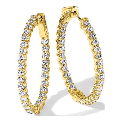 14K Yellow Gold 2.9 ct tw 30mm Diamond Inside-Out Oval Hoop Earrings – view 5