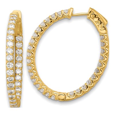 14K Yellow Gold 2.9 ct tw 30mm Diamond Inside-Out Oval Hoop Earrings