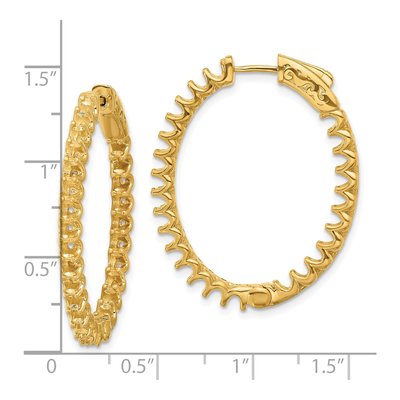 14K Yellow Gold Inside-Out Oval Hoop Earring Mounting – view 2