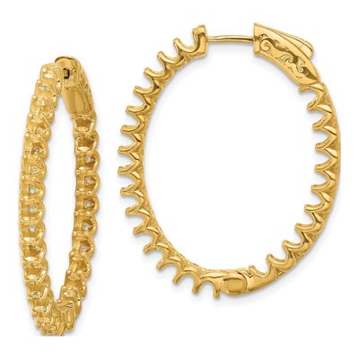 14K Yellow Gold Inside-Out Oval Hoop Earring Mounting