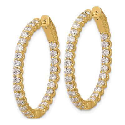 14K Yellow Gold 3.1 ct tw 33mm Diamond Inside-Out Oval Hoop Earrings – view 2