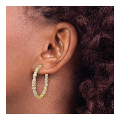 14K Yellow Gold 3.1 ct tw 33mm Diamond Inside-Out Oval Hoop Earrings – view 3